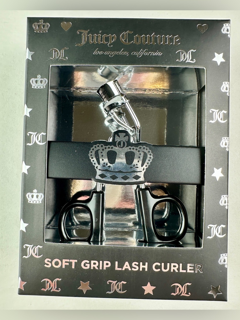 Juicy Couture Soft Grip Lash Curler Black Silver Crown NEW